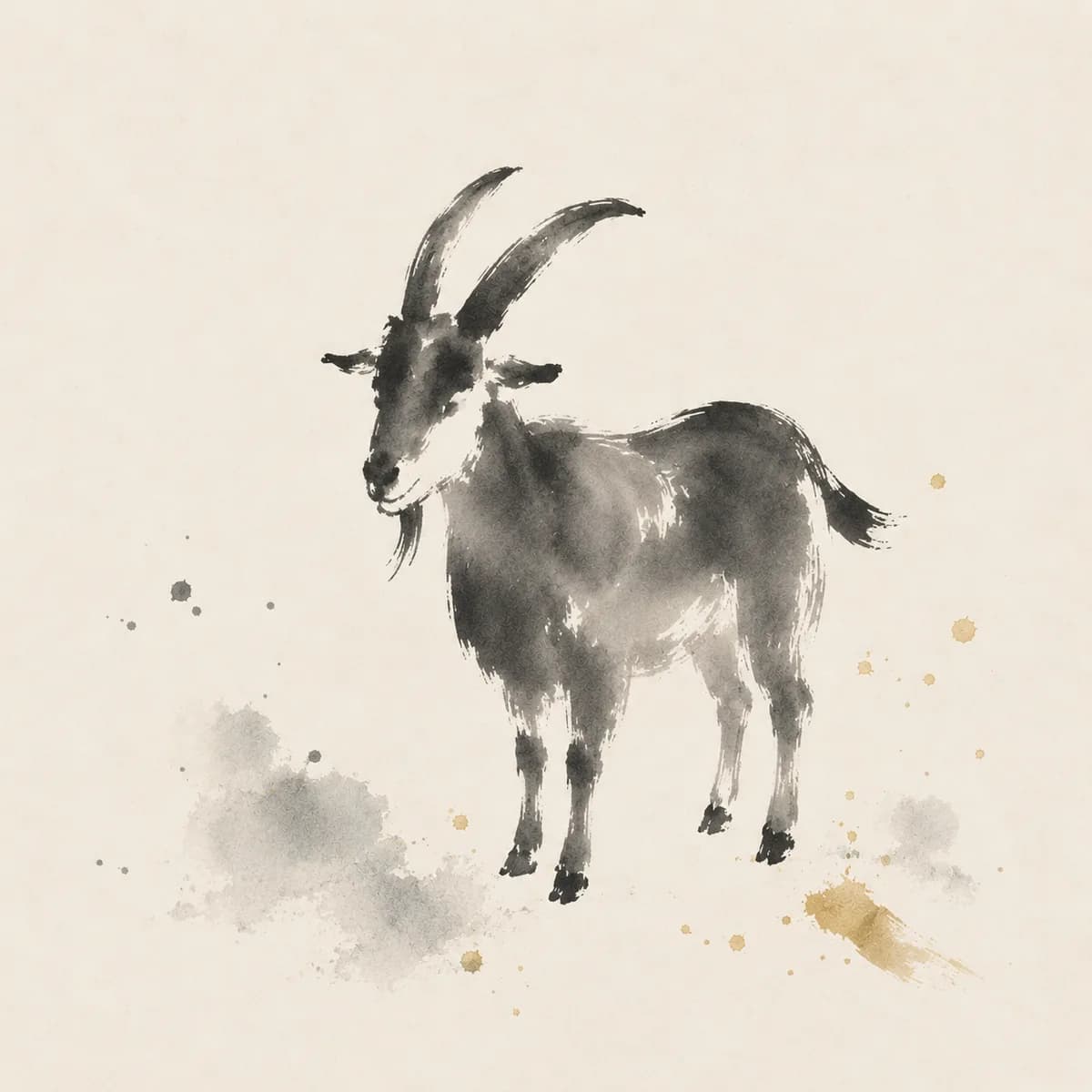 Ink painting of a Goat