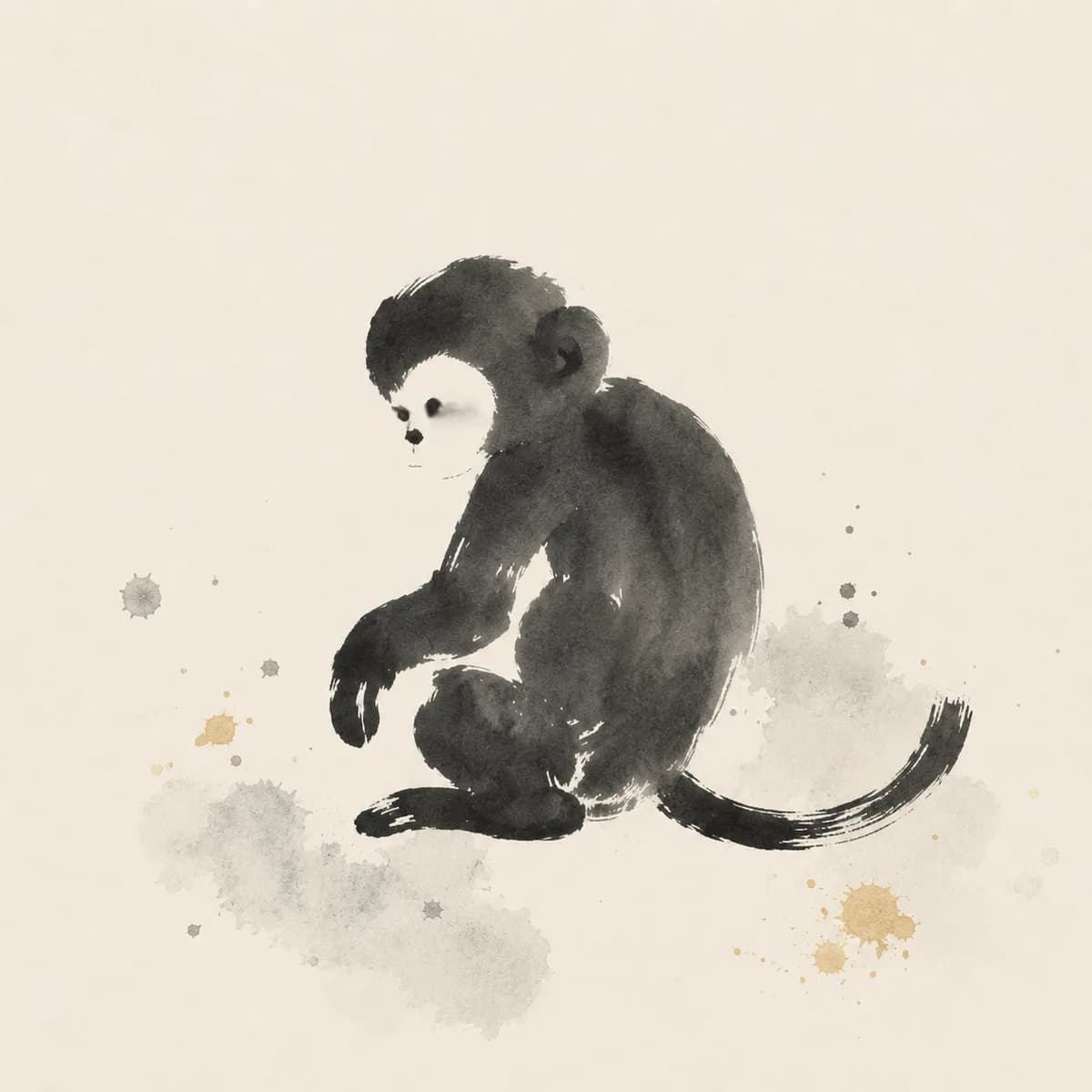 Ink painting of a Monkey