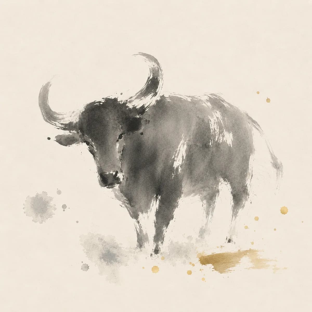 Ink painting of a Ox