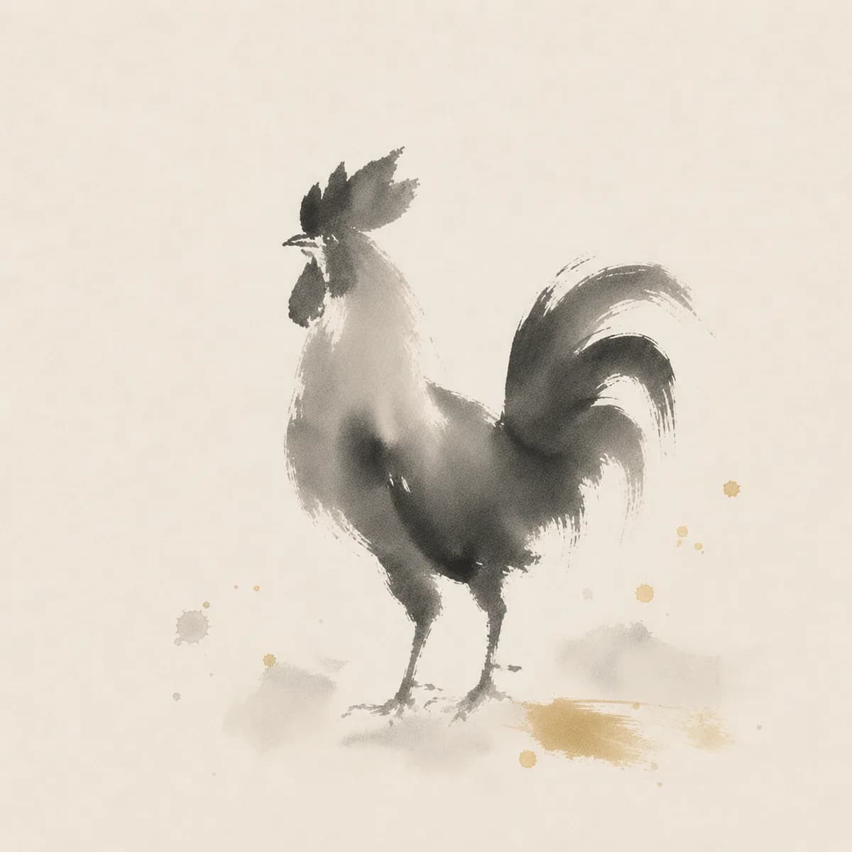 Ink painting of a Rooster