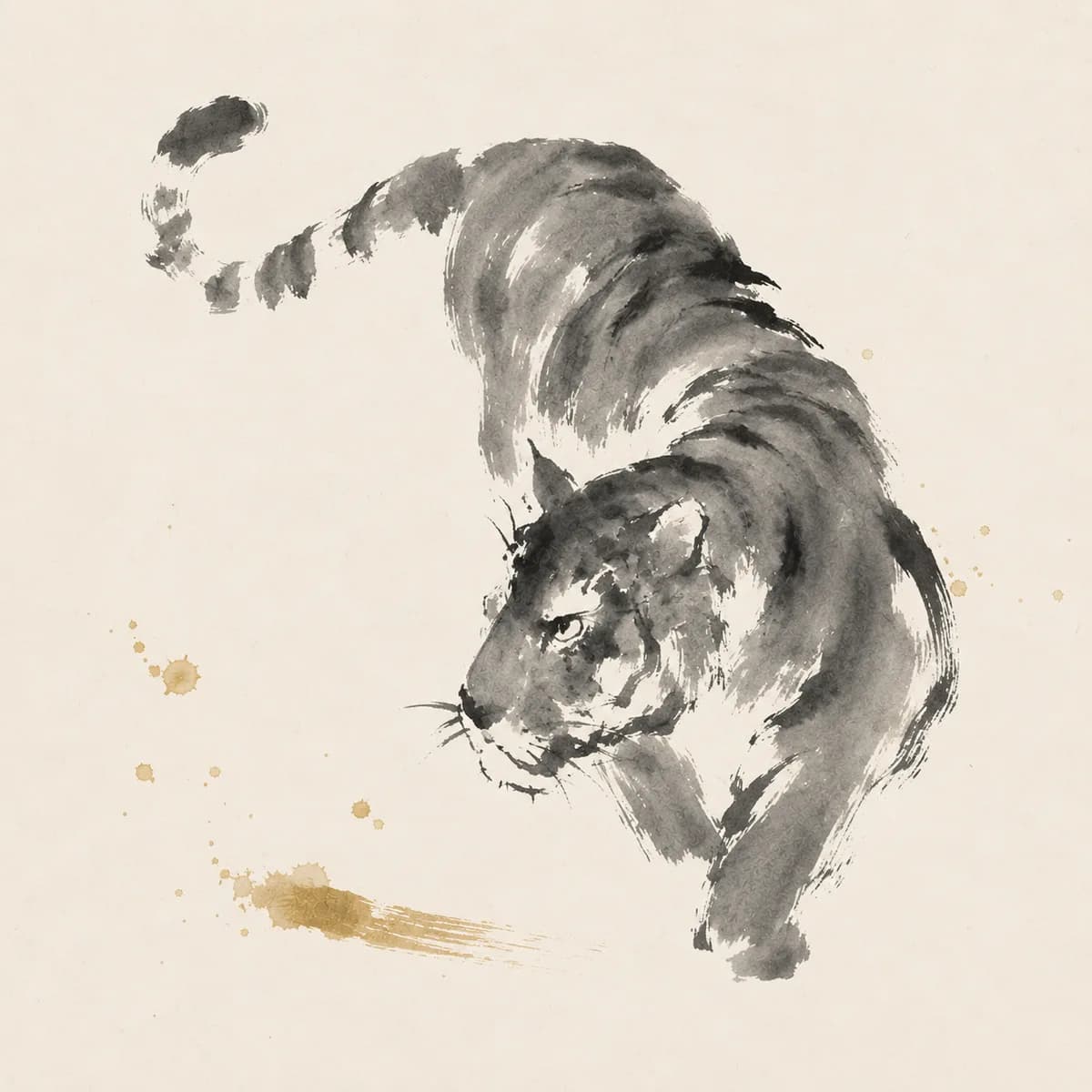 Ink painting of a Tiger